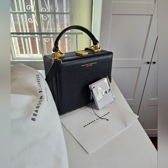Brandon Blackwood Handbags - Brandon Blackwood mini Kendrick Trunk Black Leather gold Hardware